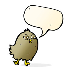funny cartoon bird with speech bubble