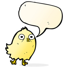 funny cartoon bird with speech bubble