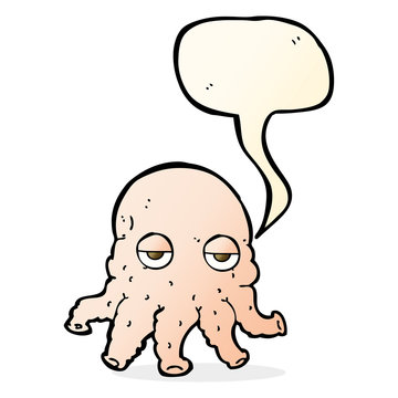 cartoon alien squid face with speech bubble