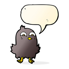 funny cartoon bird with speech bubble