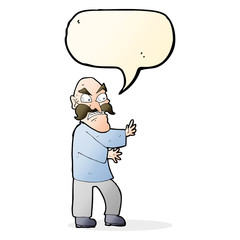 cartoon angry old man with speech bubble