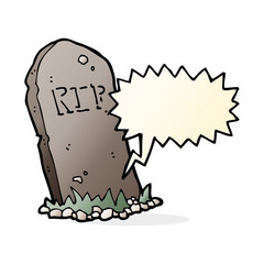cartoon spooky grave with speech bubble