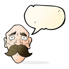 cartoon sad old man with speech bubble