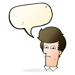 cartoon man narrowing eyes with speech bubble