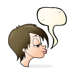 cartoon pretty woman with speech bubble