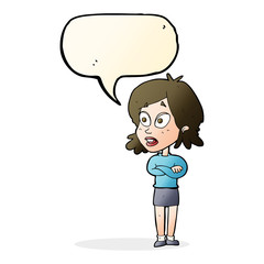 cartoon surprised woman with speech bubble