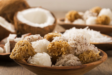 Peruvian cocadas, a traditional coconut dessert sold usually on