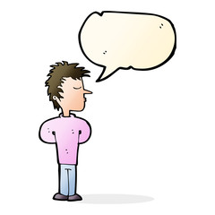 cartoon man ignoring with speech bubble