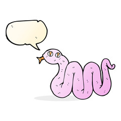 funny cartoon snake with speech bubble