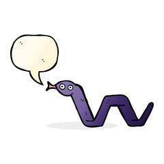 funny cartoon snake with speech bubble