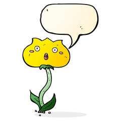 cartoon shocked flower with speech bubble