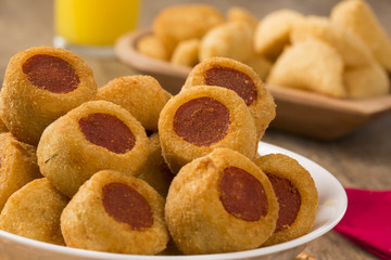 Sausage fried snacks. Brazilian snacks .
