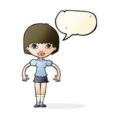 cartoon girl with speech bubble