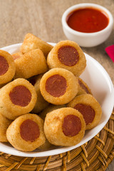 Sausage fried snacks. Brazilian snacks .