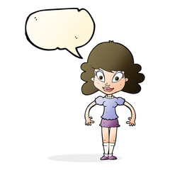 cartoon pretty woman with speech bubble