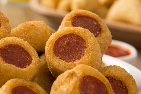 Sausage fried snacks. Brazilian snacks .