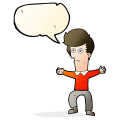 cartoon startled man with speech bubble