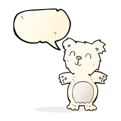 cartoon cute polar bear cub with speech bubble