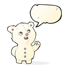 cartoon cute polar bear cub with speech bubble