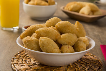Brazilian snack fried with cheese ham