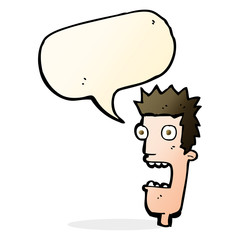 cartoon shocked man's face with speech bubble