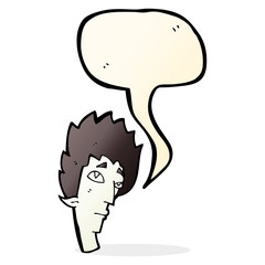 cartoon vampire head with speech bubble