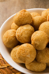 Brazilian snack. chicken dumpling with curd