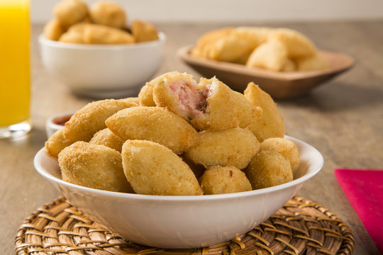 Brazilian snack fried with cheese ham