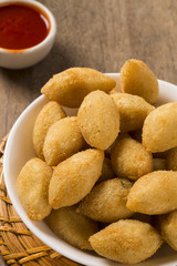 Brazilian snack fried with cheese ham