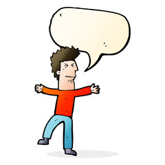 cartoon stressed man with speech bubble