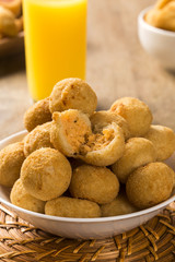 Brazilian snack. chicken dumpling with curd