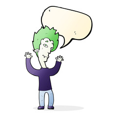 cartoon vampire man with speech bubble