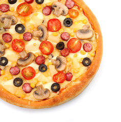 Delicious pizza, isolated on white