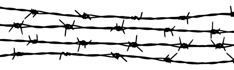 Barbed wire seamless background. Vector fence illustration - obrazy, fototapety, plakaty