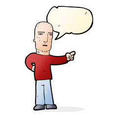 cartoon tough guy pointing with speech bubble