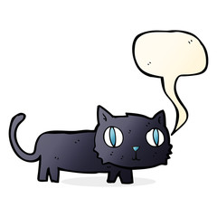cartoon black cat with speech bubble
