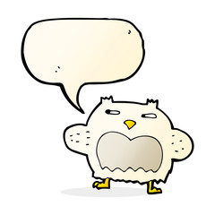 cartoon suspicious owl with speech bubble