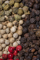 different colors of peppercorns