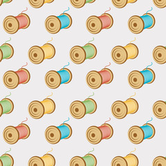 seamless background pattern with spools of threads