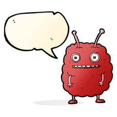 cartoon funny alien monster with speech bubble