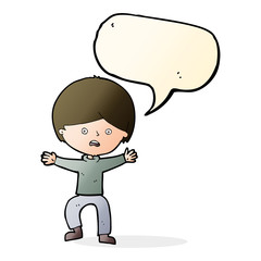 cartoon boy panicking  with speech bubble