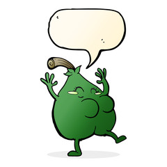 a nice pear cartoon with speech bubble