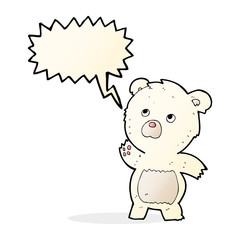 cartoon curious polar bear with speech bubble