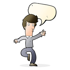 cartoon rushing man with speech bubble