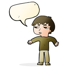 cartoon annoyed boy with speech bubble