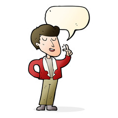 cartoon cool guy snapping fingers with speech bubble