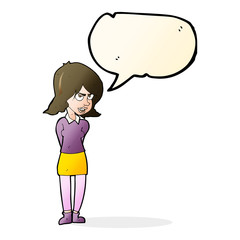 cartoon annoyed woman with speech bubble