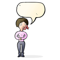 cartoon woman with snake tongue with speech bubble