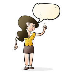cartoon pretty woman with idea with speech bubble
