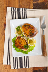 Baked Stuffed Clams. Selective focus.